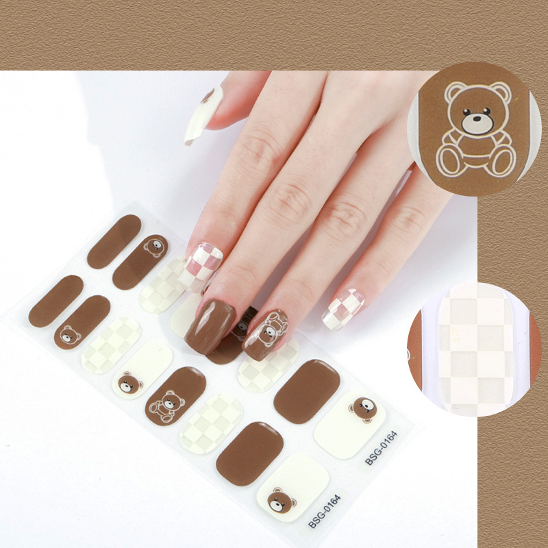 Korean cloud printed nail stickers custom design nail wraps gel semi cured nail wraps