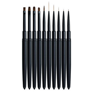 Hot selling Black metal penholder Nail Tools Matte Black 10 Pcs Set Nail Art Paint Pen Phototherapy Gel Brush Pen