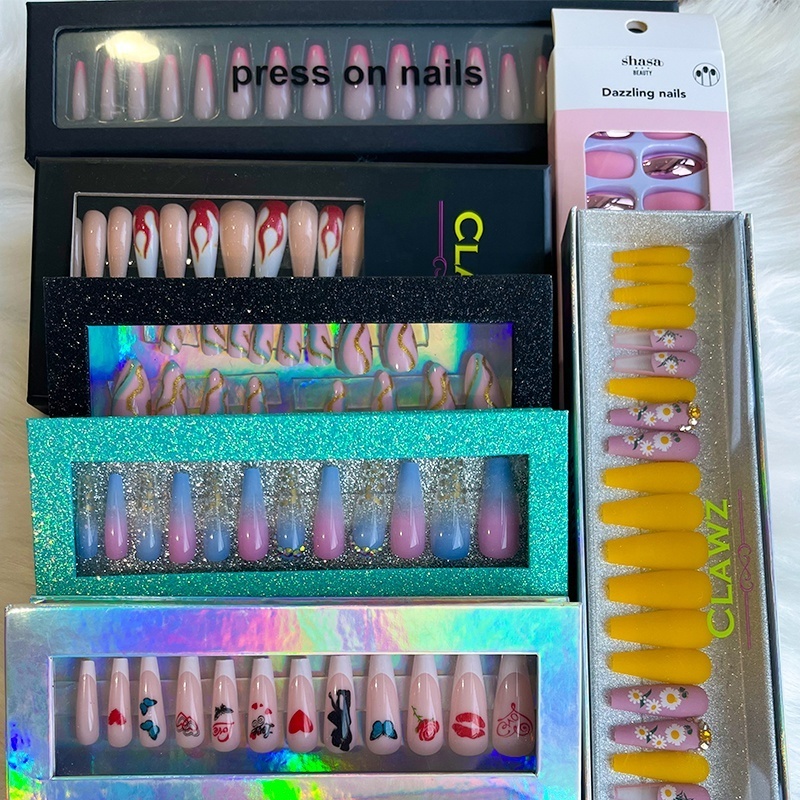 Wholesale Acrylic Press on Nails False Nail Designer Press on Boxes design Artificial Nails Artificial Fingernails Finger