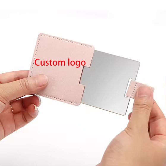 LIFENG Wholesale square Stainless Steel hand mirror makeup cosmetic travel mirror with Custom Logo Label