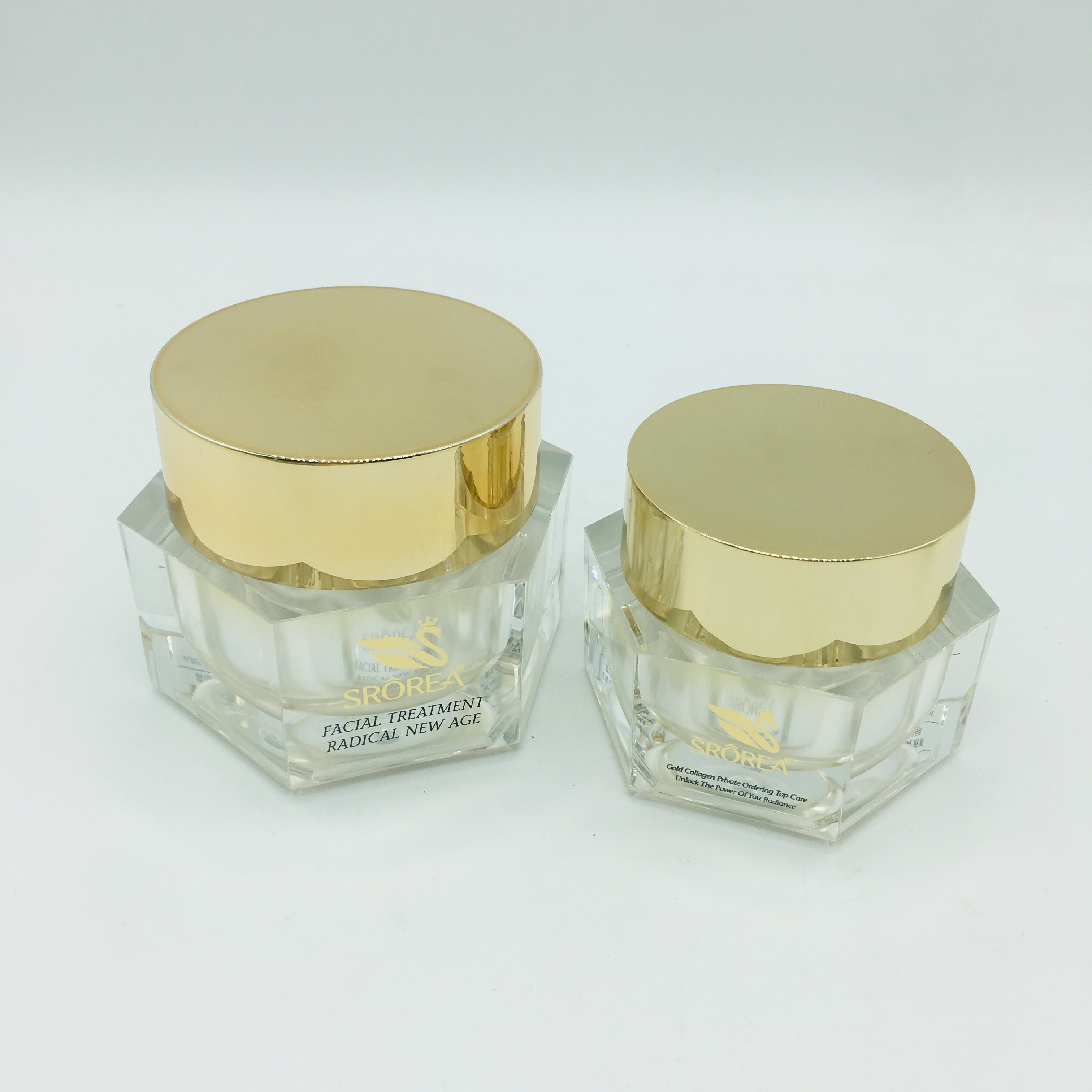 Luxury Cosmetic Packaging Hexagonal Plastic Cream Jar 30g 50g