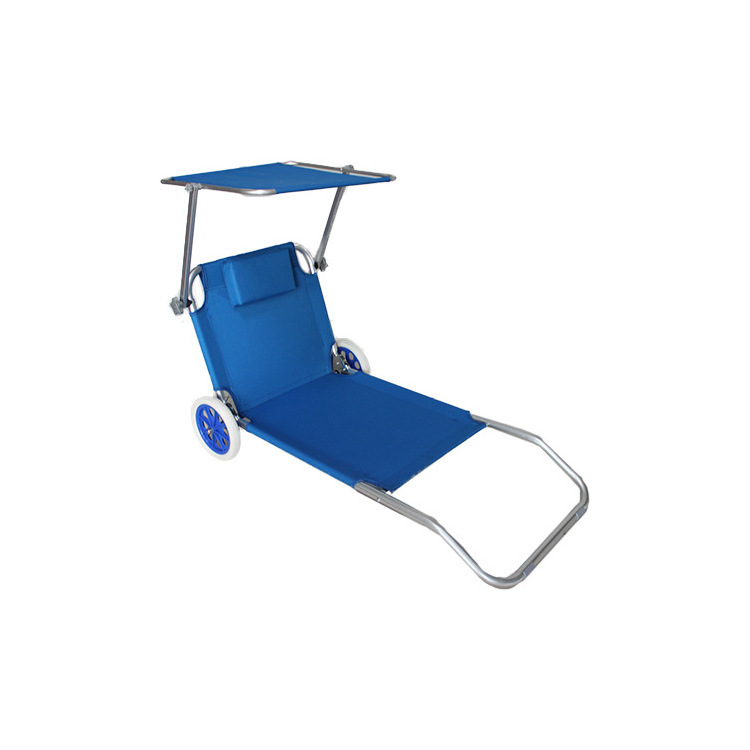 Sun Lounger Retractable Face Canopy Beach Chair, Beach Chair With Sun Shade And