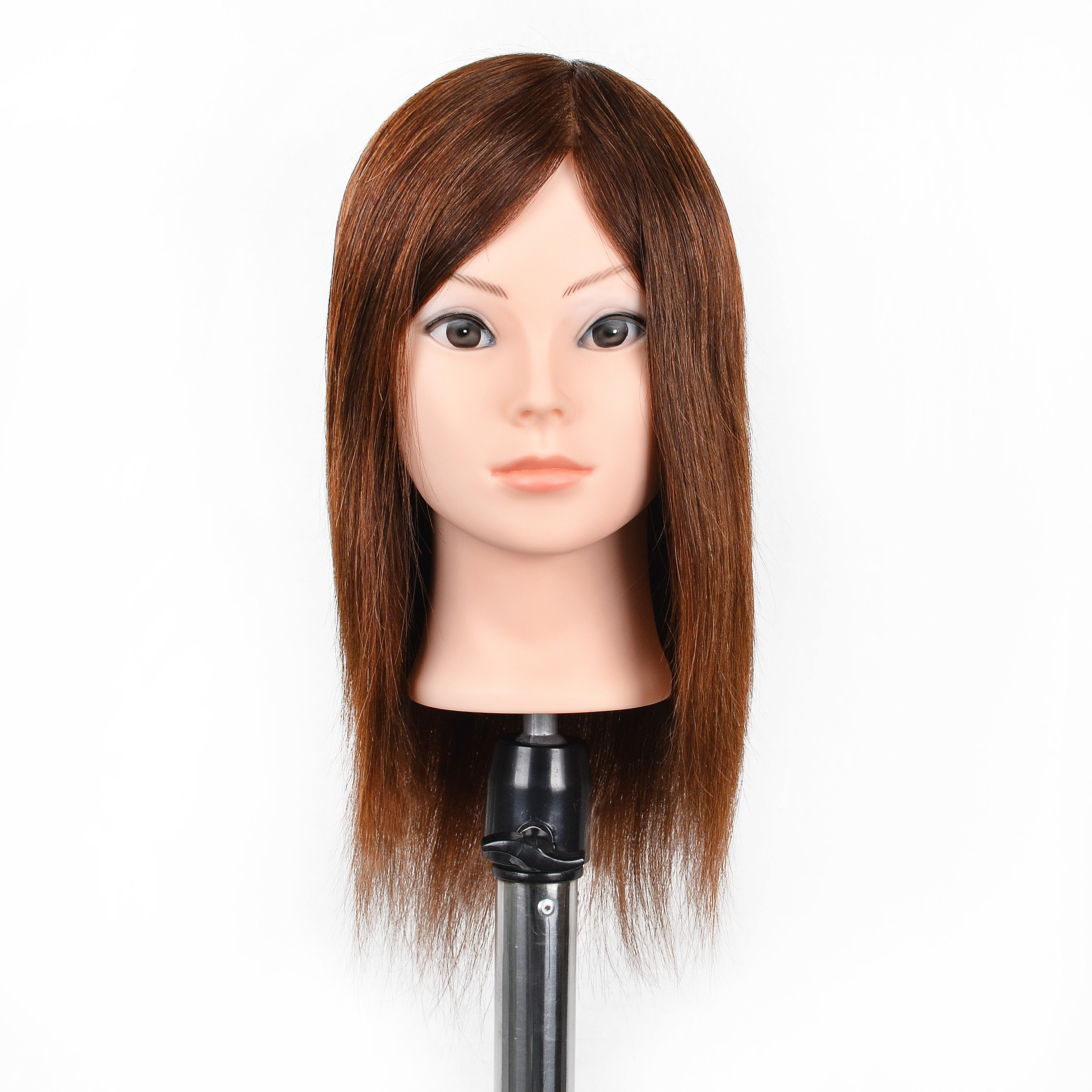 Hot Selling 14 16 inches black brown 100% cosmetology human hair mannequin practice head for hairdresser