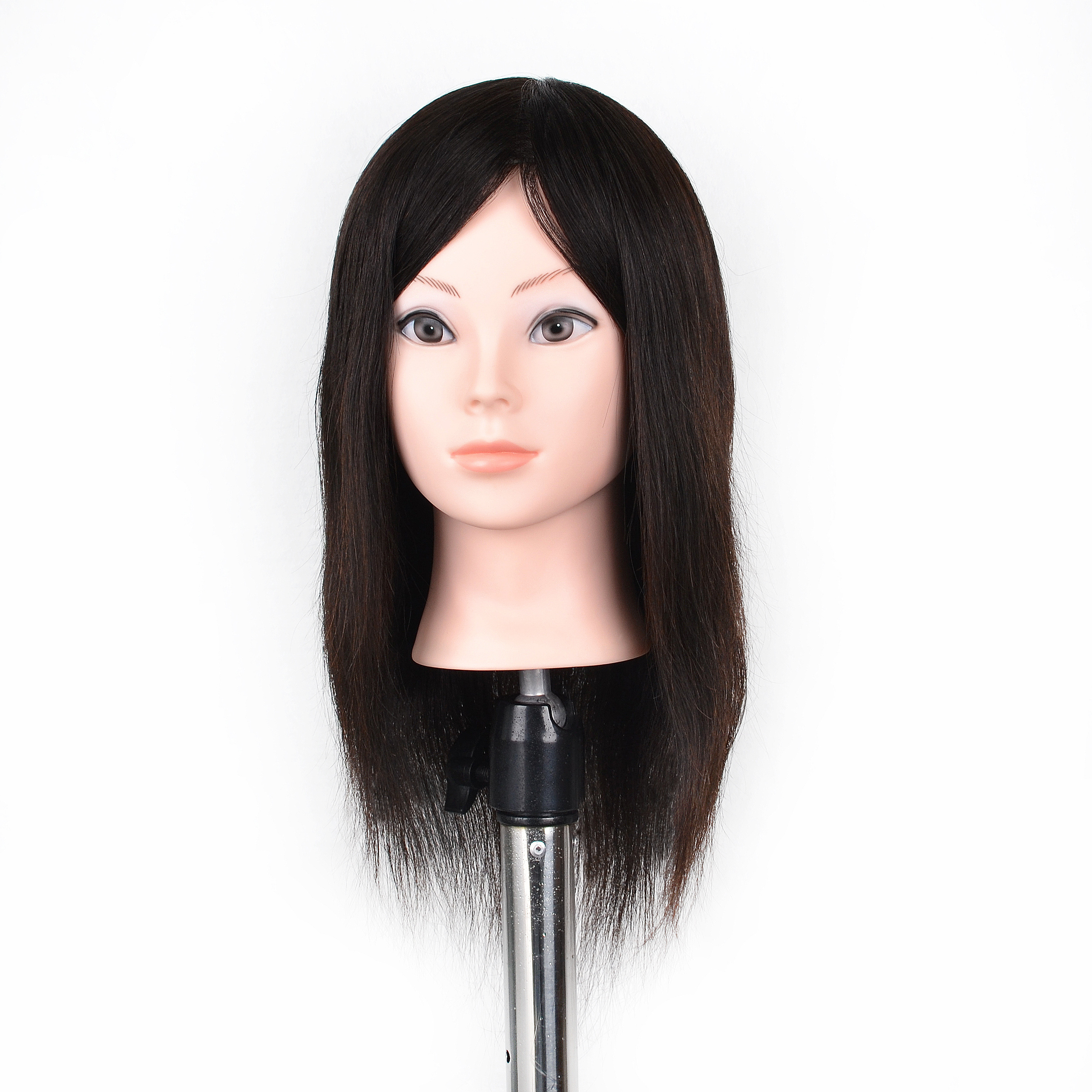 Hot Selling 14 16 inches black brown 100% cosmetology human hair mannequin practice head for hairdresser