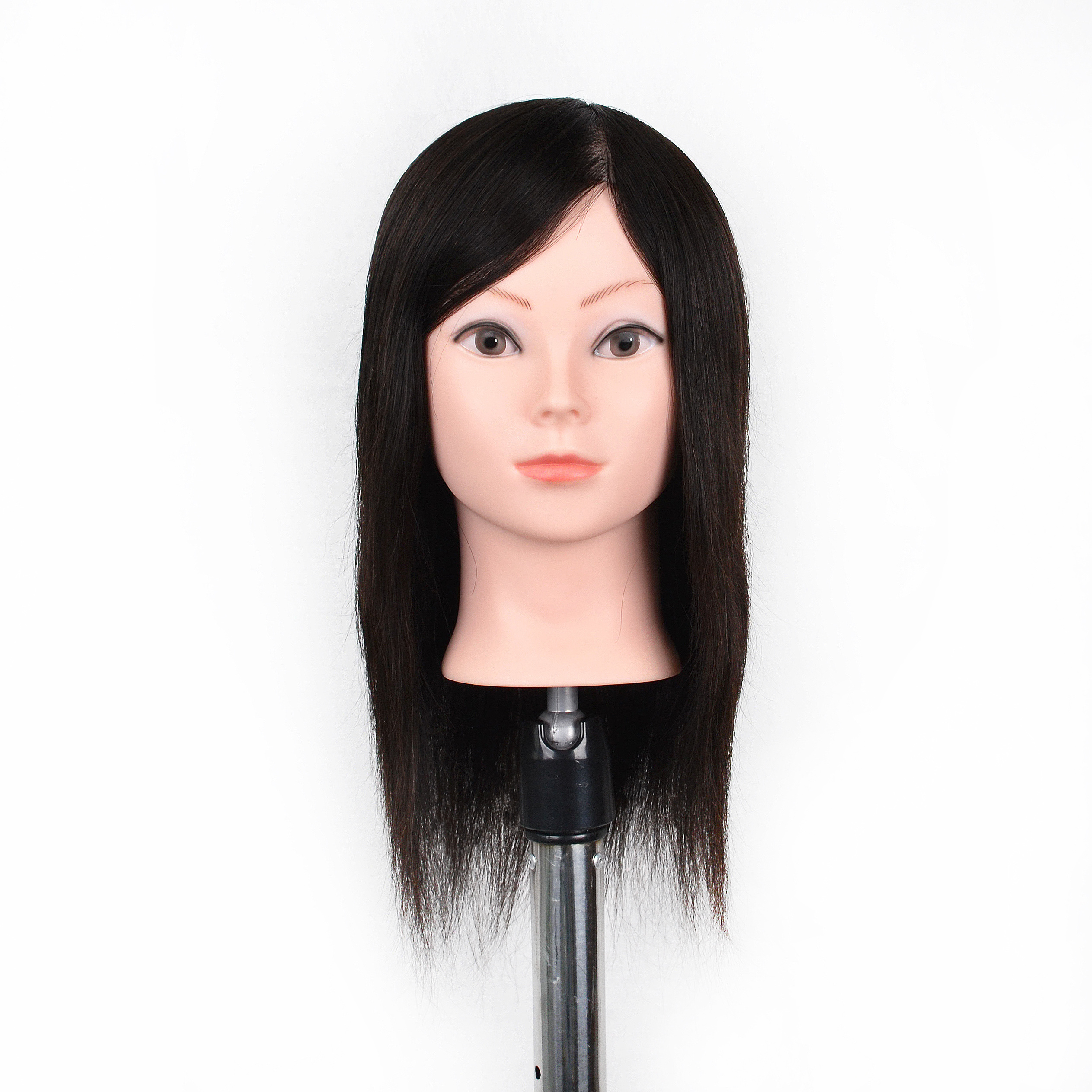 Hot Selling 14 16 inches black brown 100% cosmetology human hair mannequin practice head for hairdresser