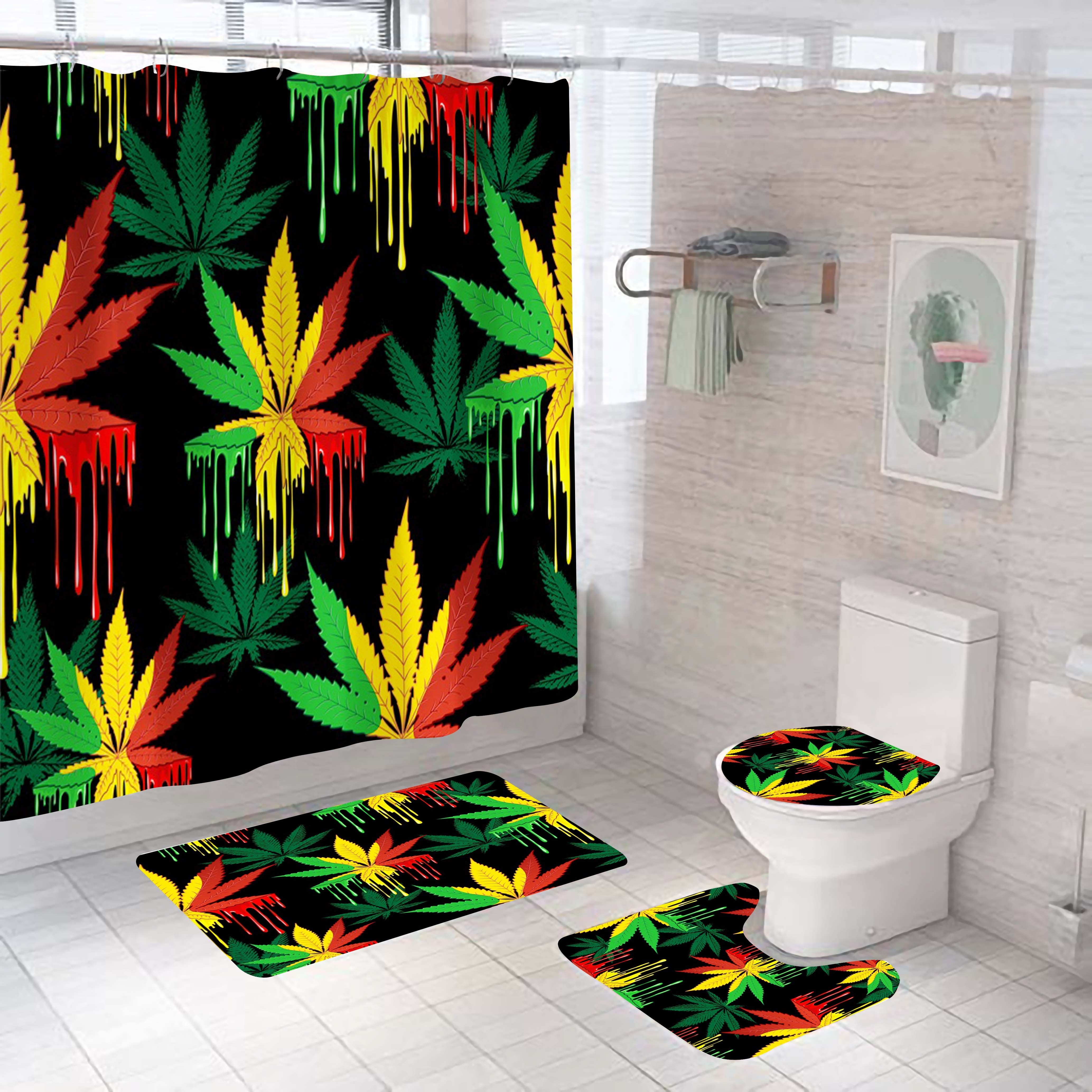 Unique high quality mountain forest flowers scenery maple leaves shower curtain sets for the bathroom