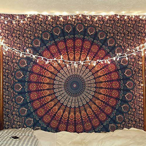 Ready to ship 59x79 inch orange mandala yoga religious wall decor 3d printing polyester big spiritual mandala blanket tapestry