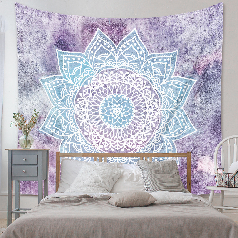 Ready to ship 59x79 inch orange mandala yoga religious wall decor 3d printing polyester big spiritual mandala blanket tapestry