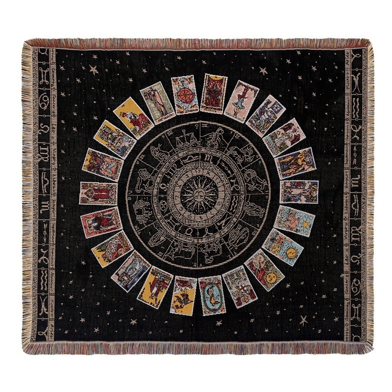 Tarot Polyester Cotton Mexican Geometric Oversized Plush Sofa Throw Woven Blanket