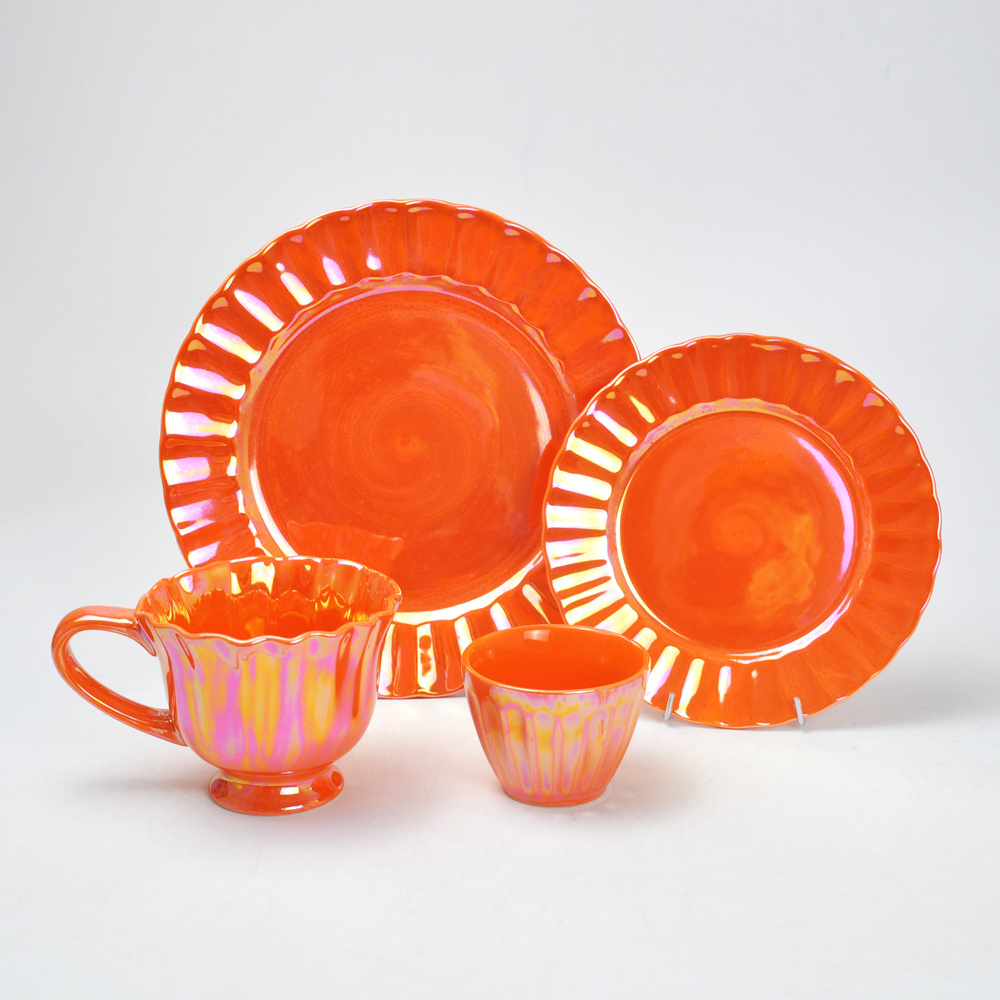 ceramic pearlized glaze dinnerware set, luster glaze tableware