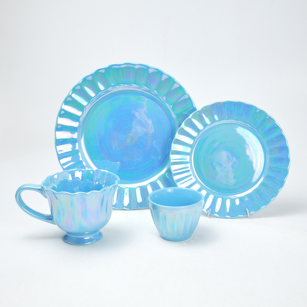 ceramic pearlized glaze dinnerware set, luster glaze tableware