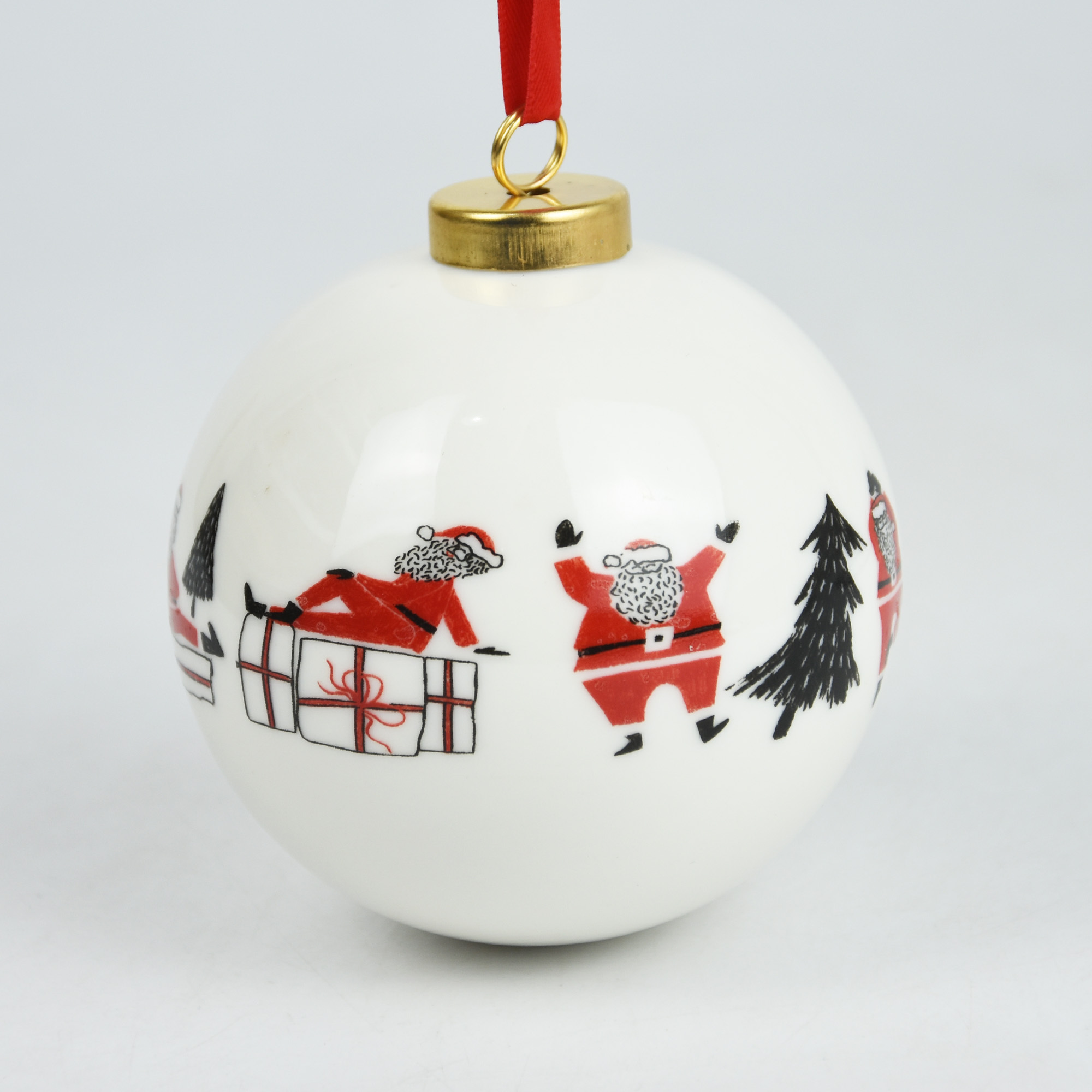 Wholesale custom Christmas hanging crafts for home decor Blue and white ceramic ball ornament hanging ball