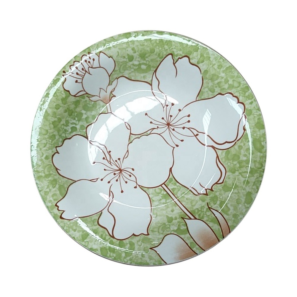 2022 hot selling ceramic plate various sizes, under glaze flower design pad printing, Southeast Asian market