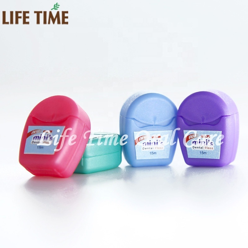 BSCI BRC yangzhou factory mini portable mint and waxed nylon various flavor  dental floss