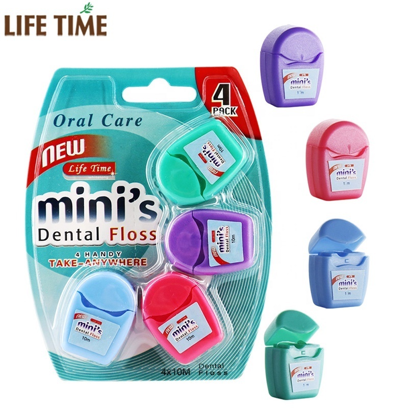 BSCI BRC yangzhou factory mini portable mint and waxed nylon various flavor  dental floss