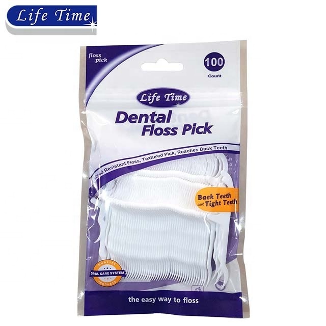 wholesale 100 dental flosser floss pick in plastic bag