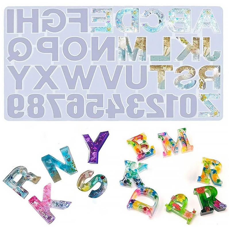 Multi-design Silicone Alphabet Resin Molds Silicone Letter Molds for Resin Casting