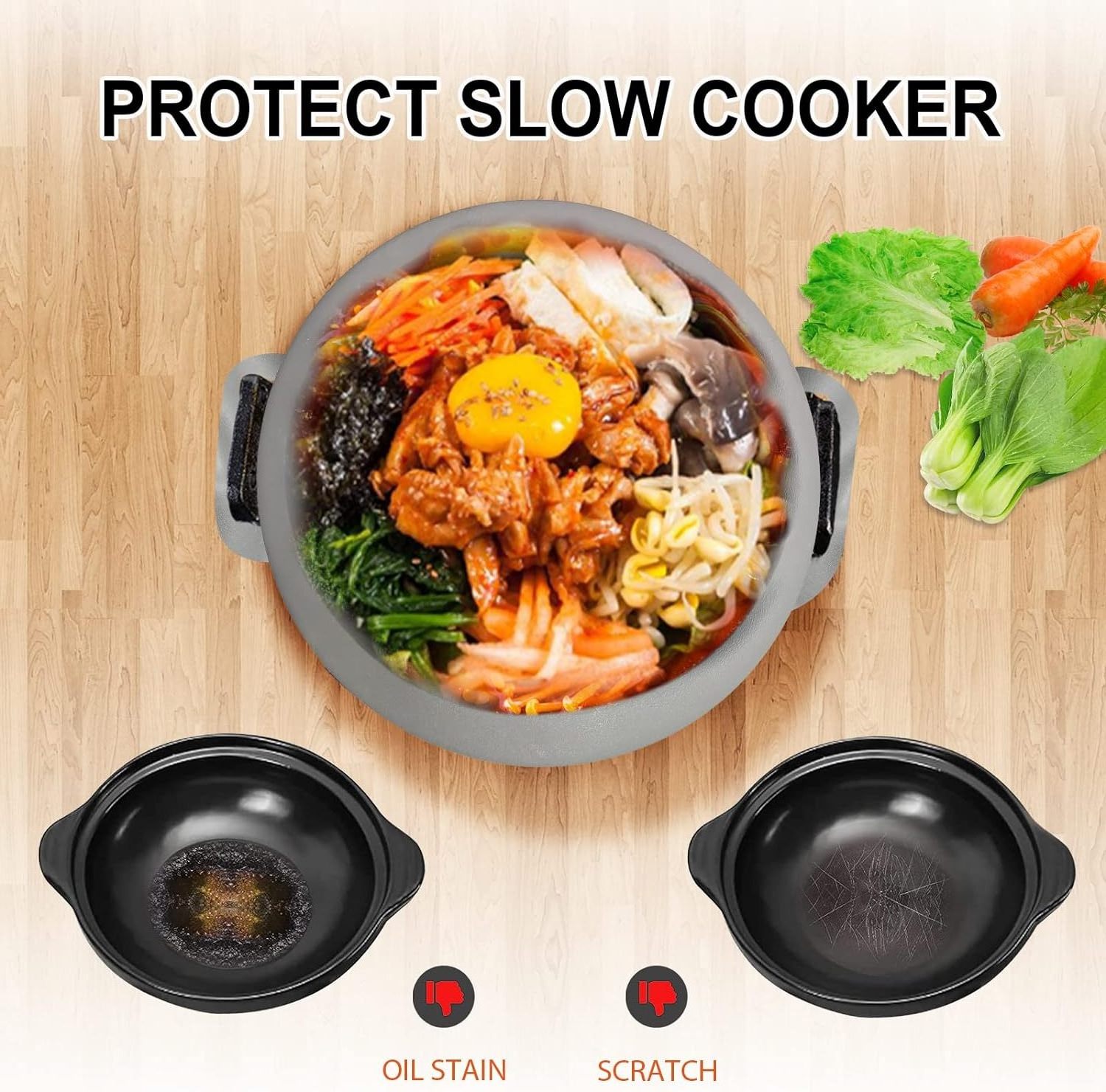 Heat Resistant Silicone Slow Cooker Liners Crock Pot Liners Silicone Cooker Divider Insert  for 6-8 QT