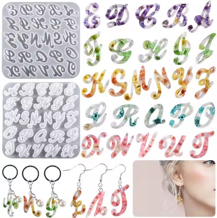 Multi-design Silicone Alphabet Resin Molds Silicone Letter Molds for Resin Casting