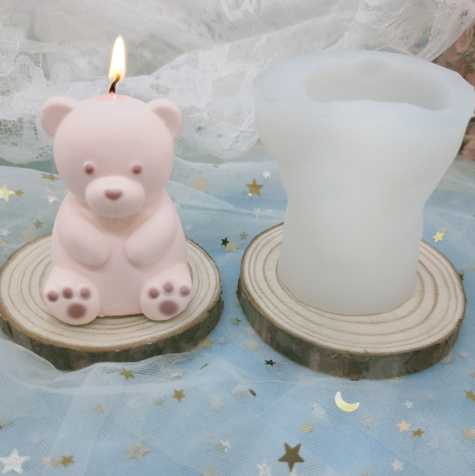 12765 Silicone Molds for Candle Making 2 Size Teddy Bear Candle Making Silicon Moulds