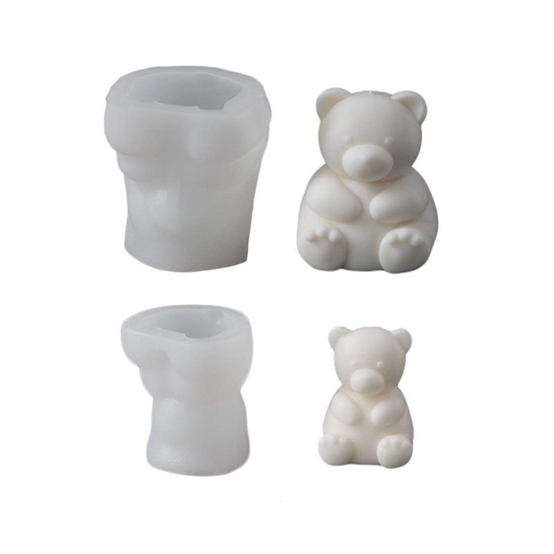 12765 Silicone Molds for Candle Making 2 Size Teddy Bear Candle Making Silicon Moulds