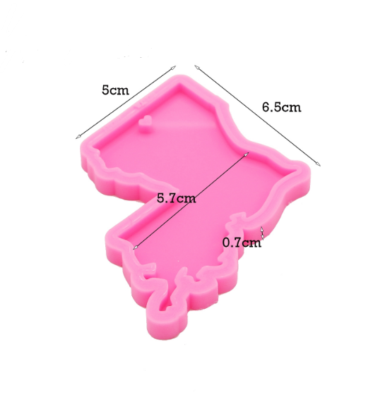 0105 Glossy Shiny America State Map Keychain Silicone Mold with Hole for DIY Luggage Tag Pendant Cake Decoration