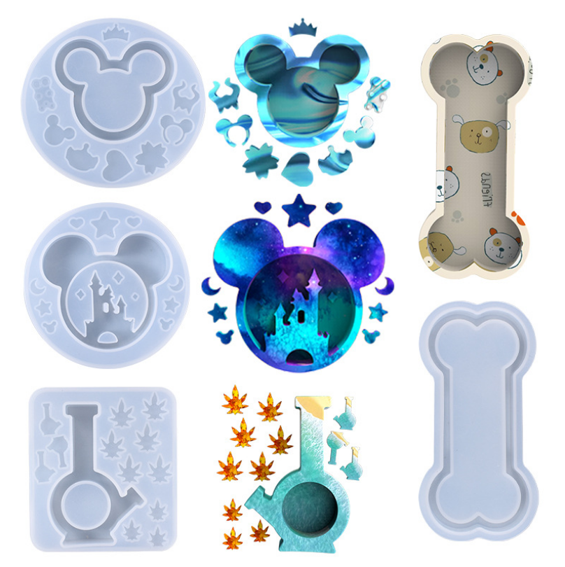 11428 DIY Epoxy Resin Silicone Mouse Shaker Mold Dog Bone Shaker Mold Heart Shaker Mold