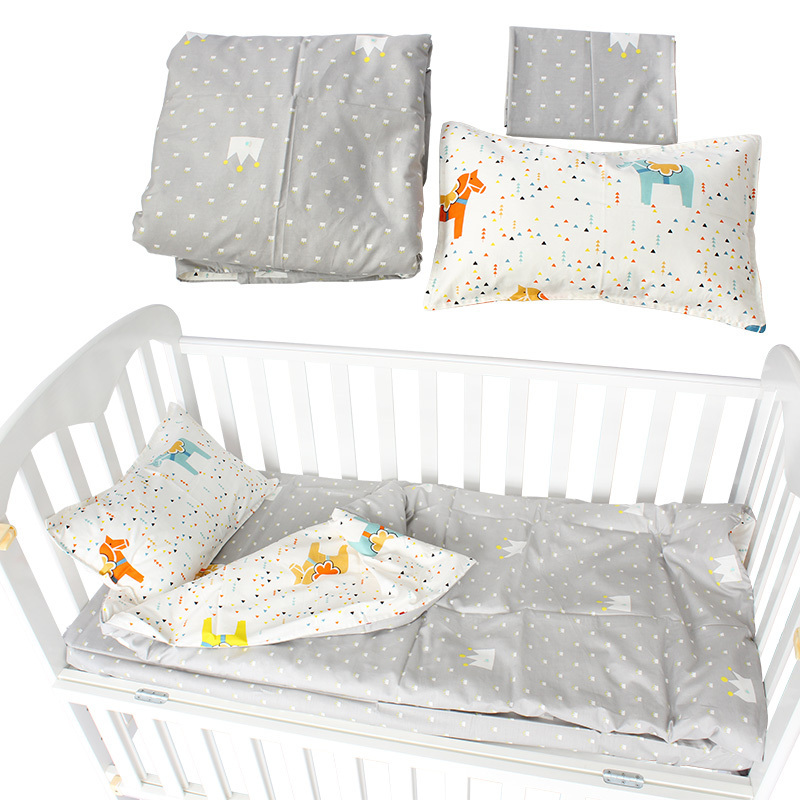 custom gray crown pattern cotton super soft adult baby crib babi bedding sets for boy