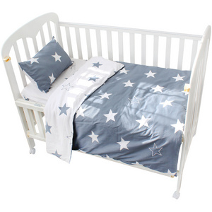 Plain color printed 100% cotton children baby kids 3 piece Crib cot bedding set for Spring autumn Winter