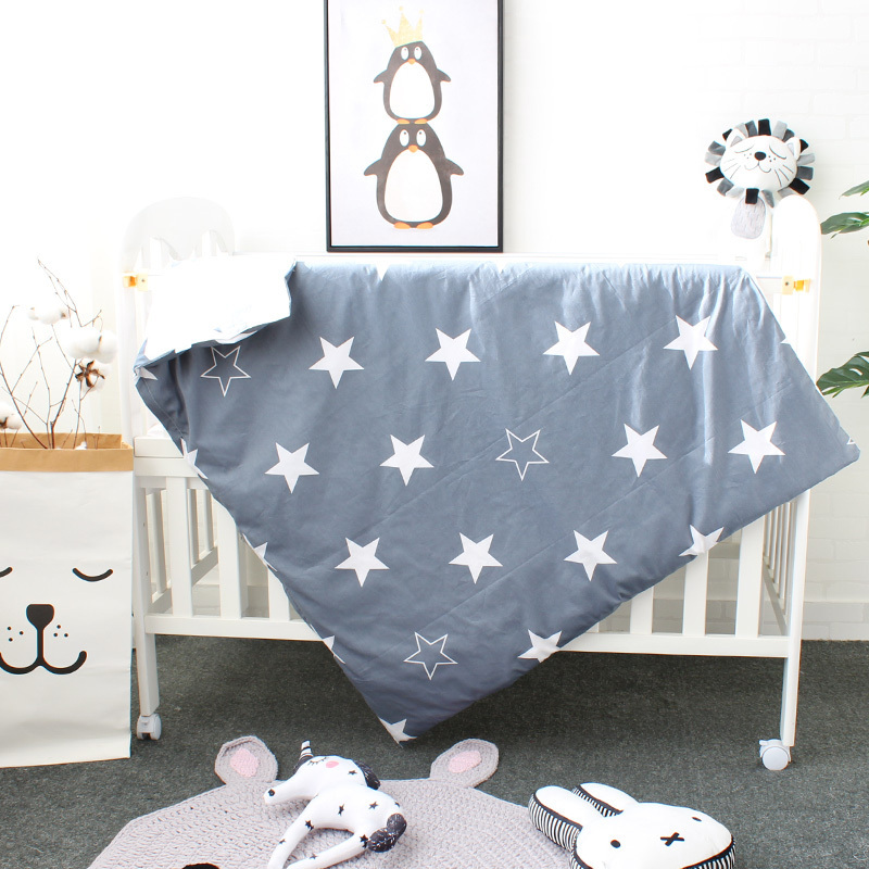 Plain color printed 100% cotton children baby kids 3 piece Crib cot bedding set for Spring autumn Winter