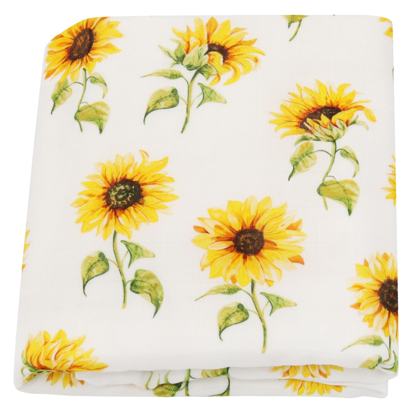 Lifetree  Spring Sunflower Giraffe Bamboo Muslin Bunny 2 layers swaddle Blanket Wholesale Organic Cotton Receiving Blanket