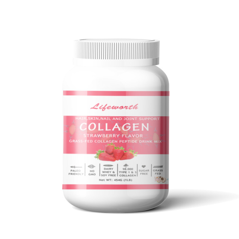 Lifeworth private label organic strawberry beef collagen drink collagen