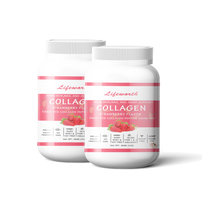 Lifeworth private label organic strawberry beef collagen drink collagen