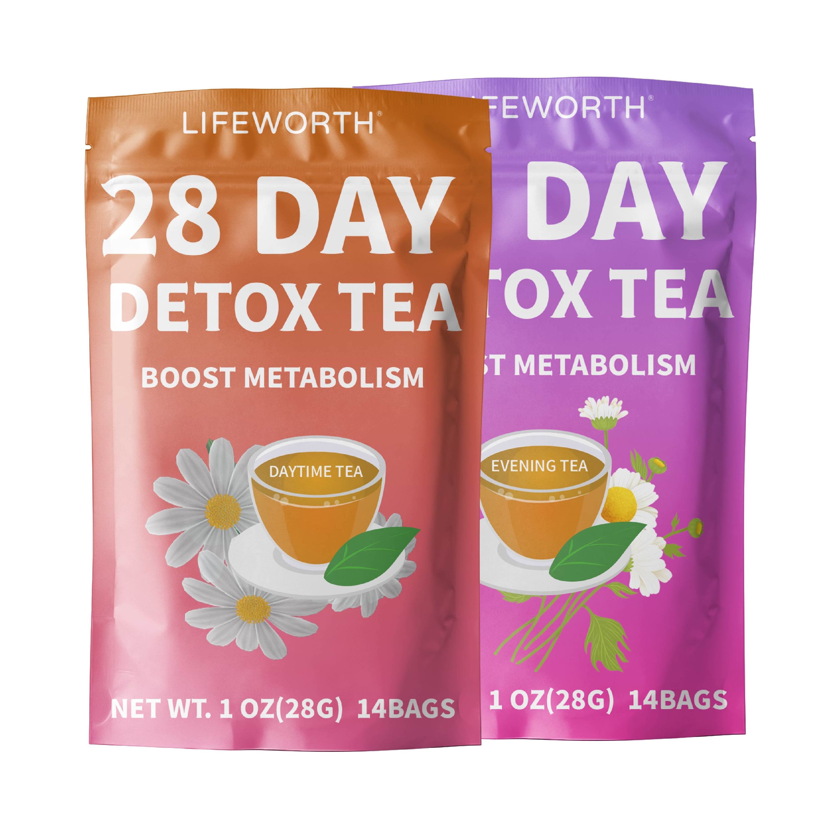 Lifeworth hot sale ODM weight loss 28 days detox tea for combine weight loss and detoxification private label