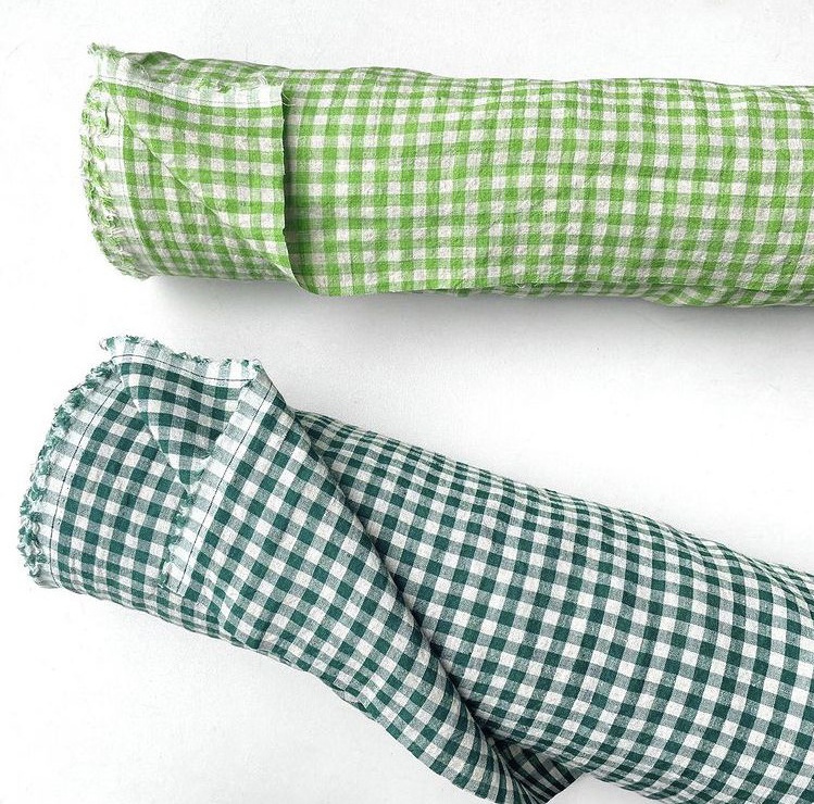 Enzymed stone washed french linen fabric for clothes yarn dyed gingham check 100% linen fabric