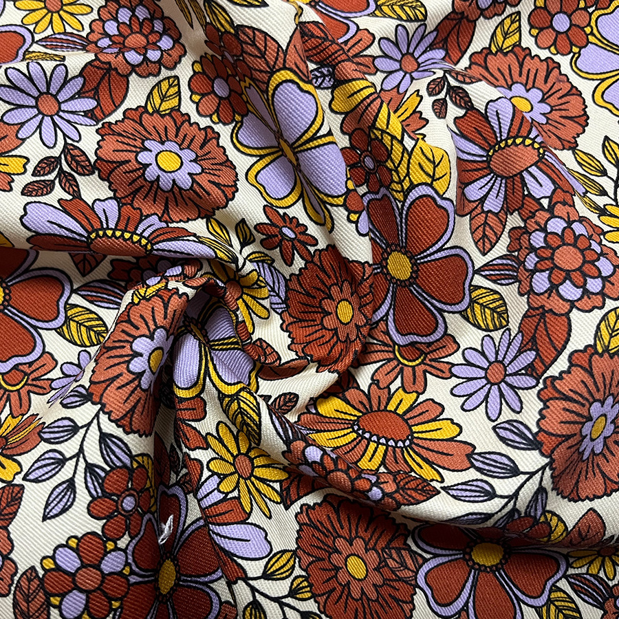 Custom digital double-sided or single-sided rayon cotton Popular flower design  disperse printed fabric