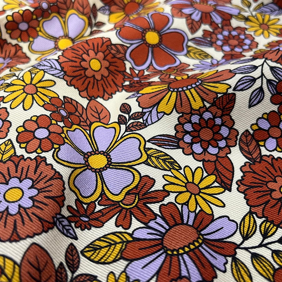 Custom digital double-sided or single-sided rayon cotton Popular flower design  disperse printed fabric