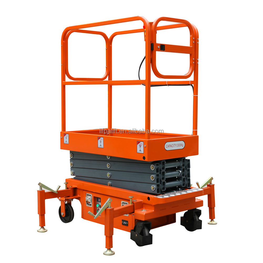 300kg Portable Push Around Battery Powered Electric Mini Scissor Lift