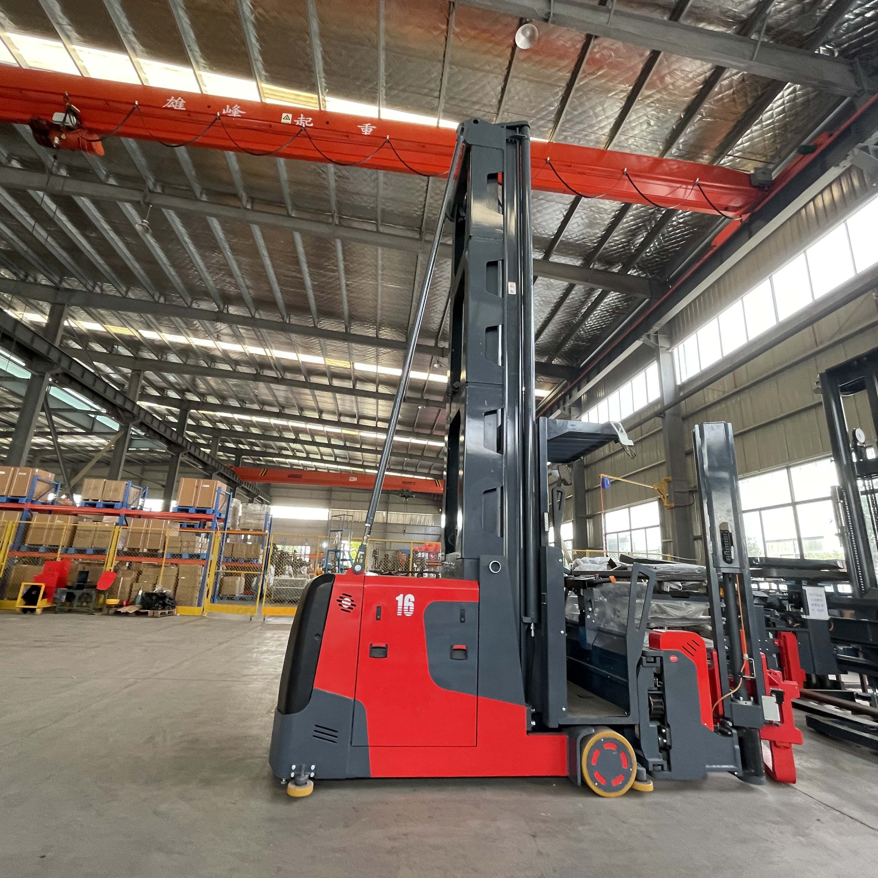 Man up 1.6 Ton Electric Turret Truck Forklift Narrow Warehouse Handling 12 Meter Lifting Swing Reach Truck Factory Price