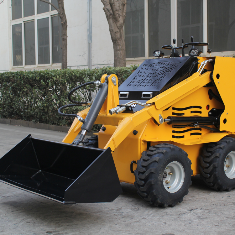 2024 New Arrival Mini Skid Steer Loader Wheel Type 900kg 1200kg Operating Weight Snow Blower Agitator Trailer Lawn Mover  Hammer