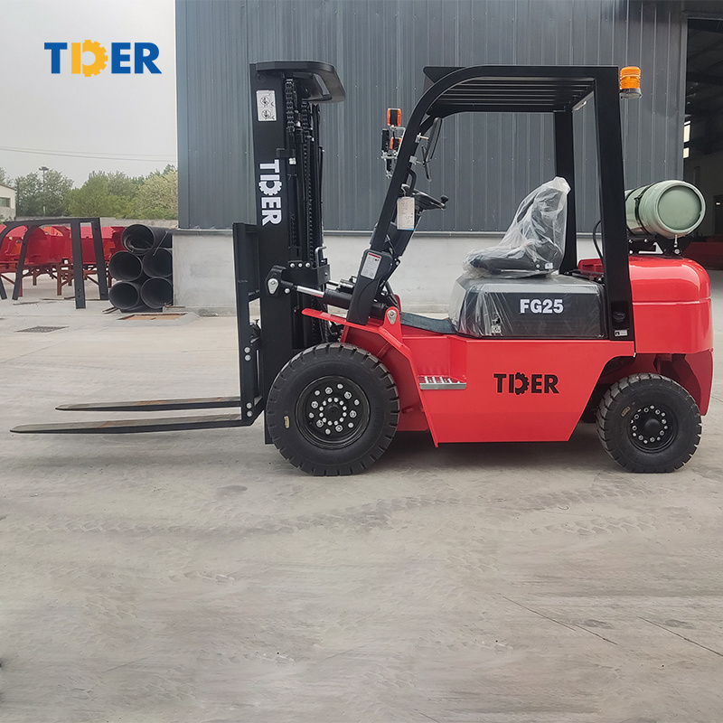 TDER Japanese Engine 3T 2.5 Ton Gabelstapler Forklift Truck Gas Price Gasoline/Lpg Dual Fuel Forklift