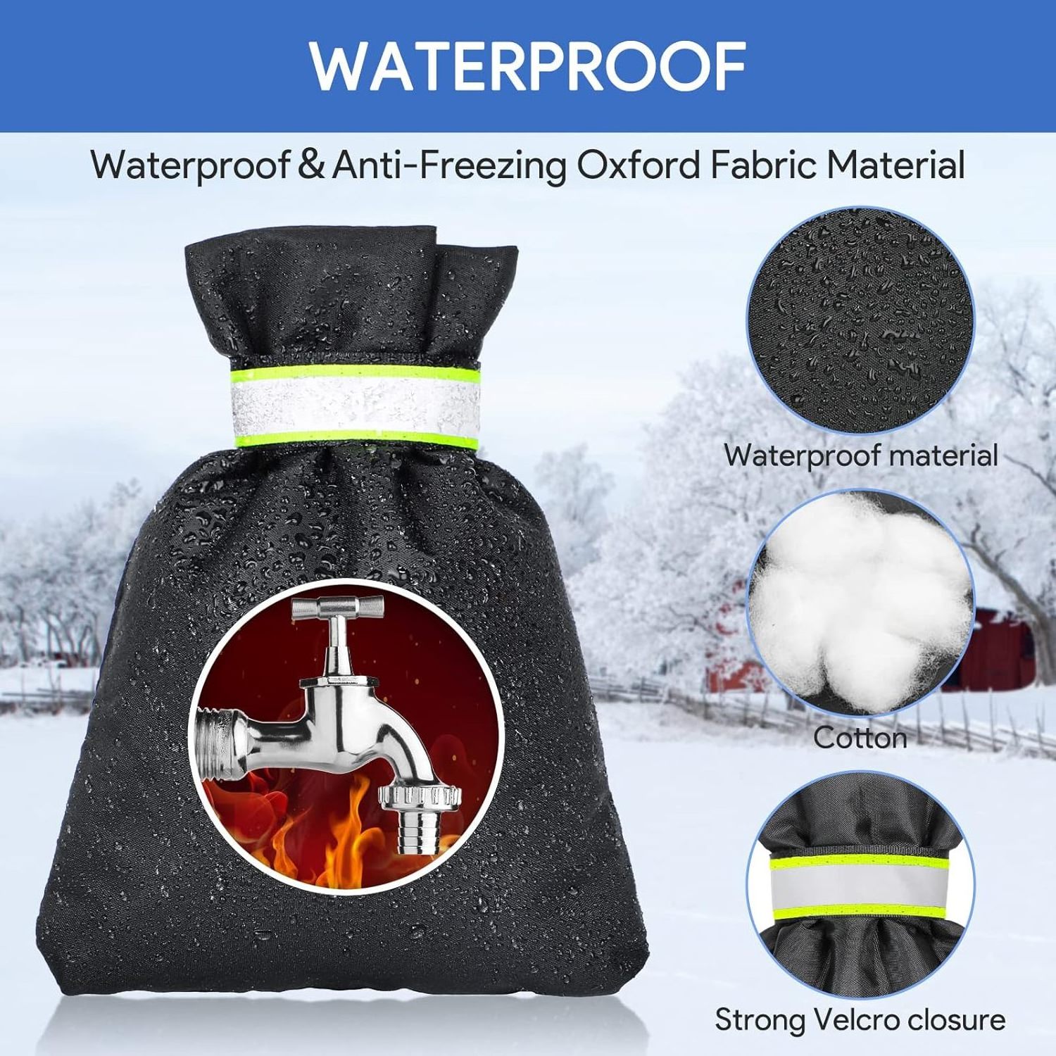 Outside Garden Faucet Socks for Freeze Protection, Reusable Waterproof Insulated Spigot Cover, Outdoor Faucet Covers for Winter