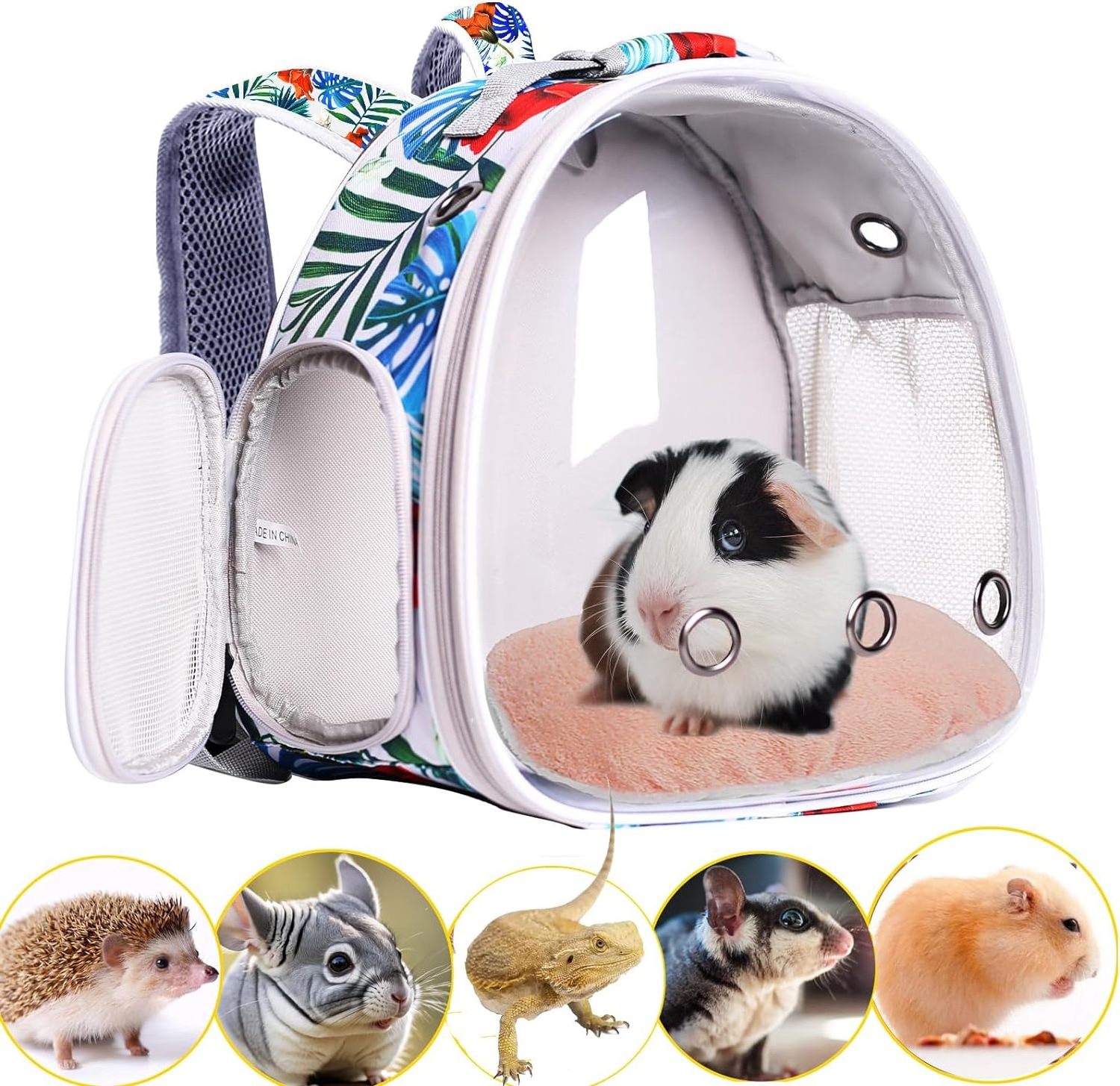 Hamster Backpack Carrier, Bearded Dragon Carrier Backpack with Clear Bubble Window,Small Animal Travel Backpack