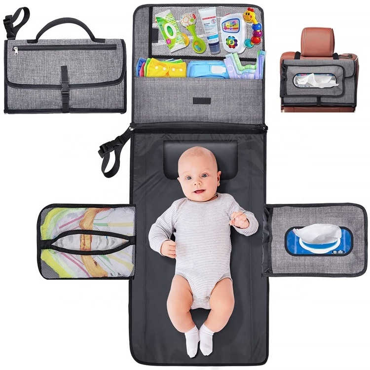 Wholesale Customized Waterproof Multifunctional Diaper Bag Tote Handbag With Changing Pad