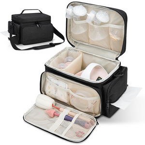 Breast Pumping Bag with Waterproof Mat for Pump Accessories, Pump Bag for Work, Travel and Family Use