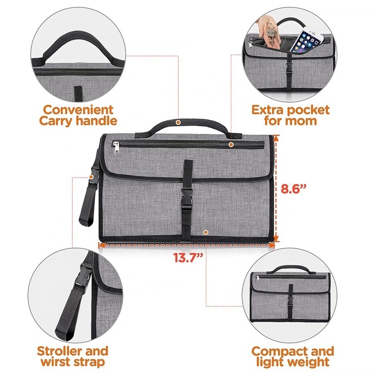 Wholesale Customized Waterproof Multifunctional Diaper Bag Tote Handbag With Changing Pad