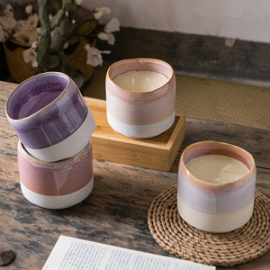 Premium custom design nordic unique colored glaze small container candle holder jars decorative home modern ceramic candle jar