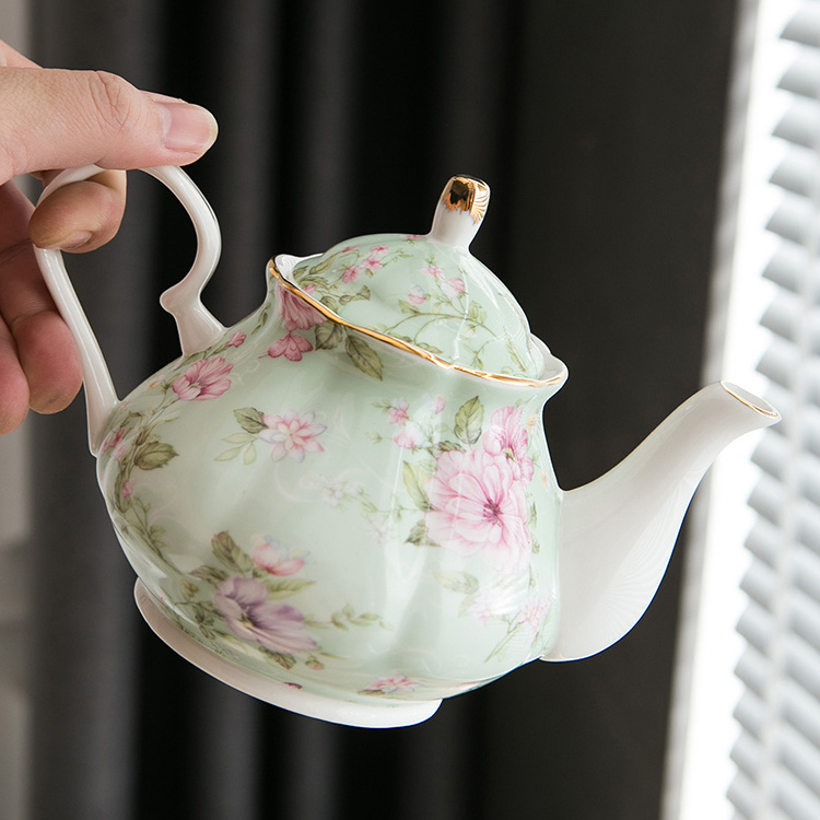 European royal chinese fancy floral arabic tea and coffee pot porcelain tea pots luxury modern ceramic tea pot for restaurant