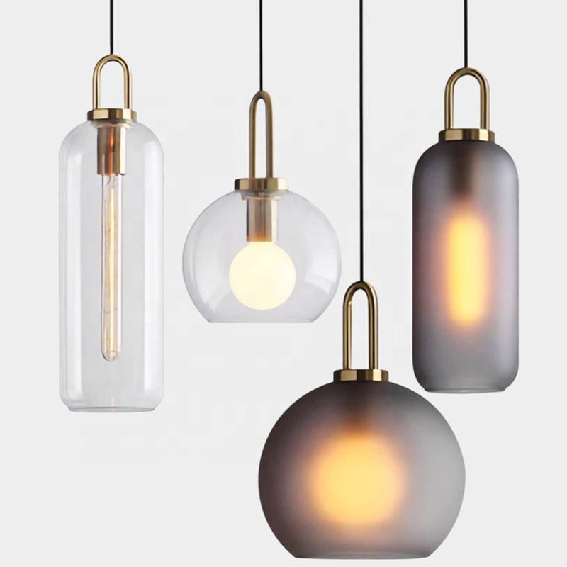 home lighting Indoor e27 glass tall and ball led pendant lamps grey color glass lamp