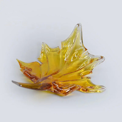 hotel hall lobby decoration pendant light fixture custom maple leaf glass chandelier fixture